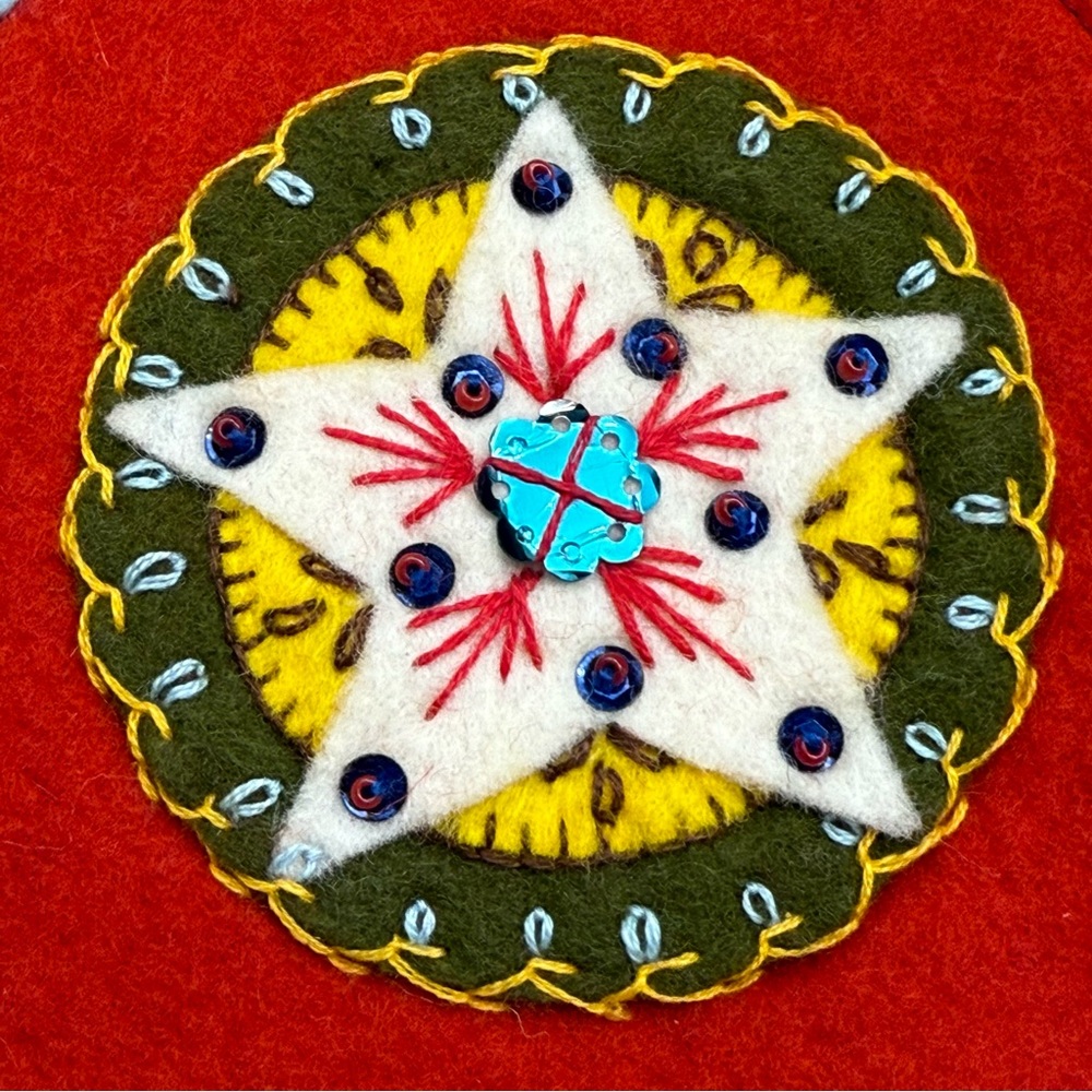 Vintage 70’s handmade Felt Christmas Stocking Appliqué Embroidered Boho‎ - Picture 5 of 9